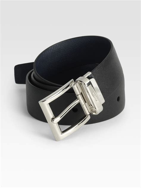 Black Saffiano Leather Belt .